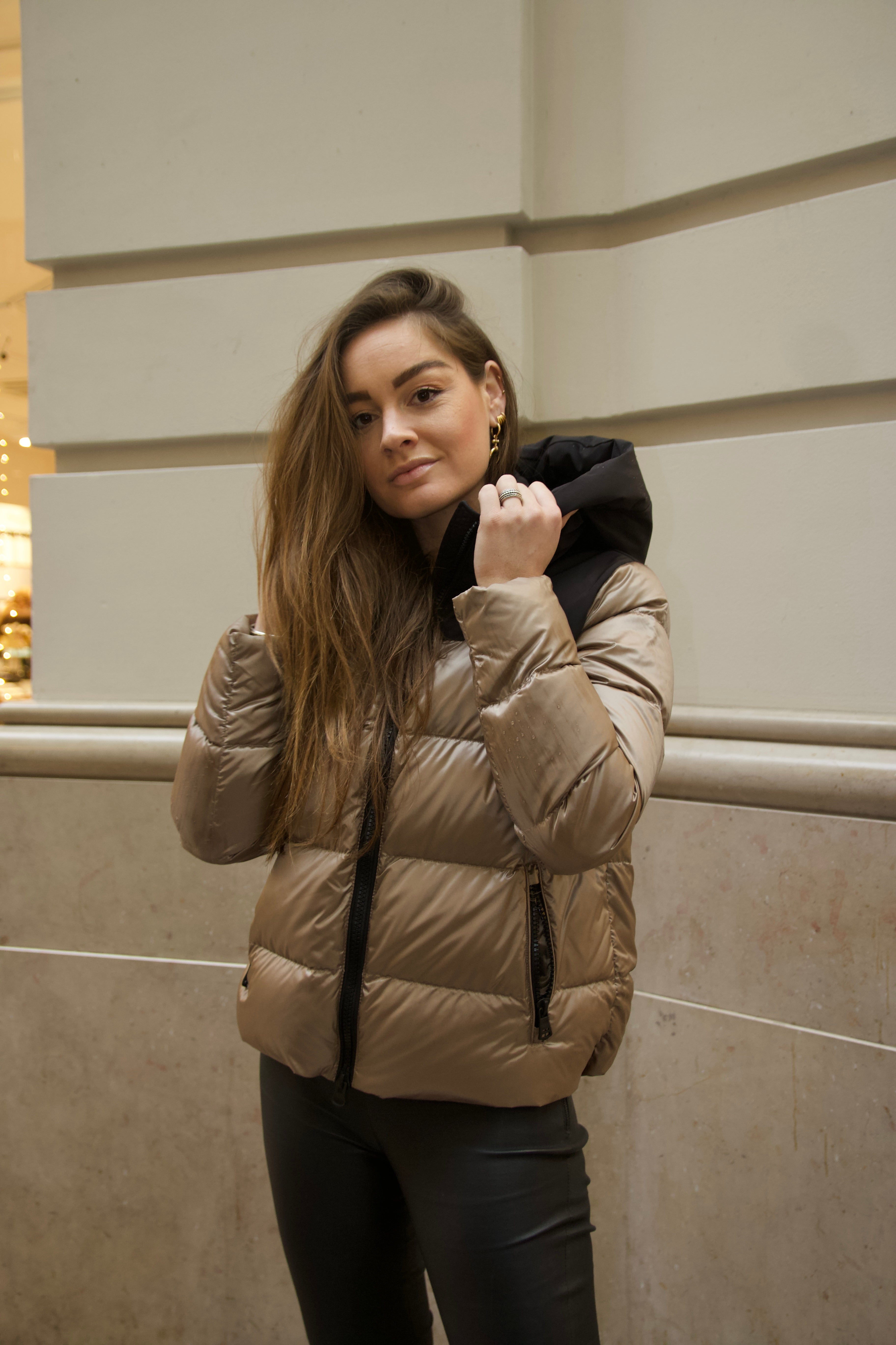 Hox Puffer Jacket - taupe/black