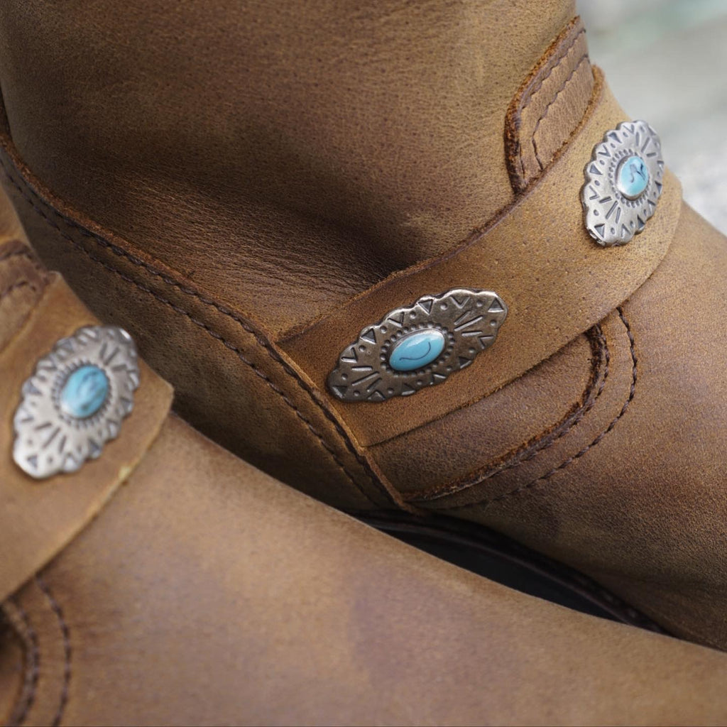 Sendra biker boots turquoise concho's - brown