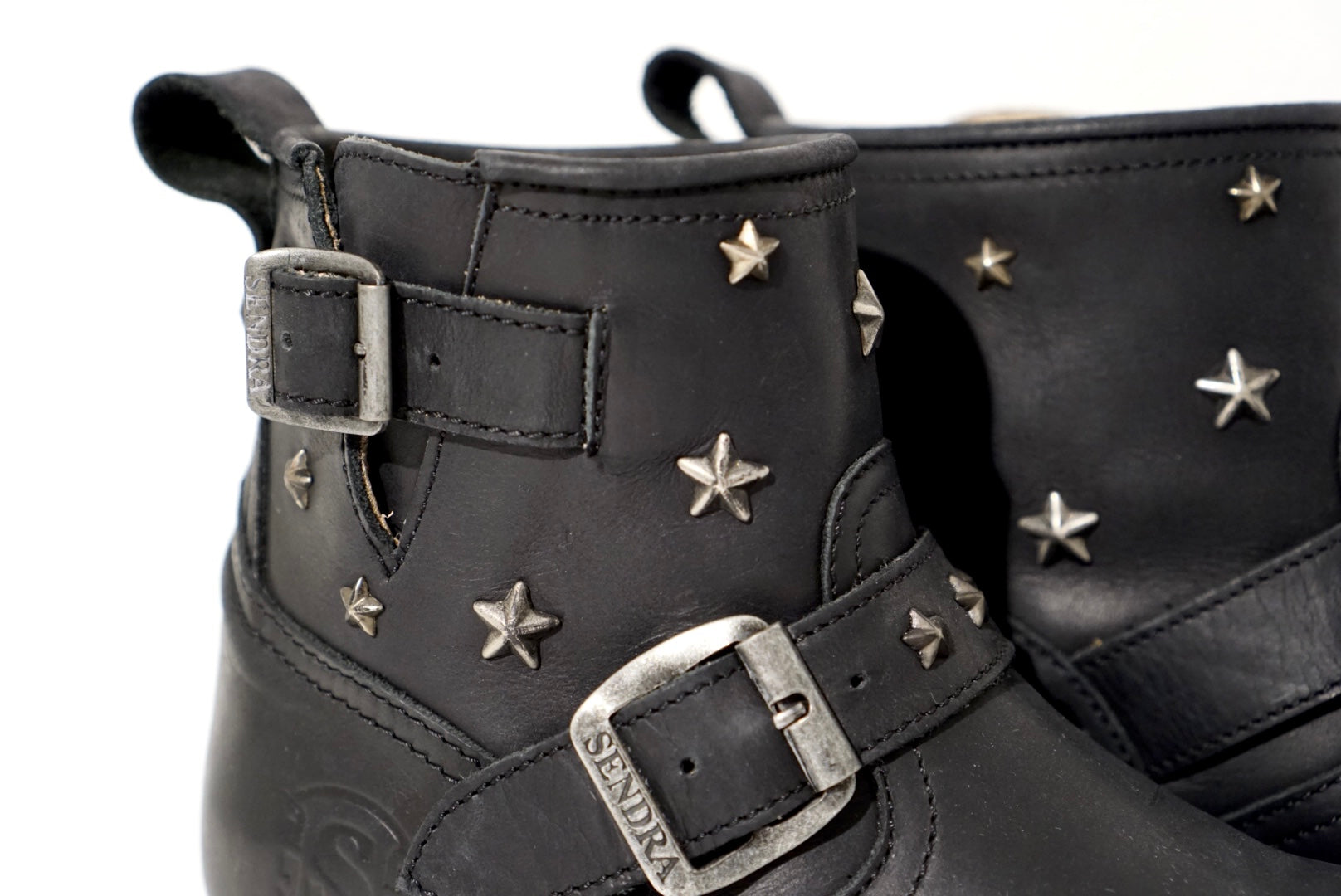 Biker boots short star studded - black